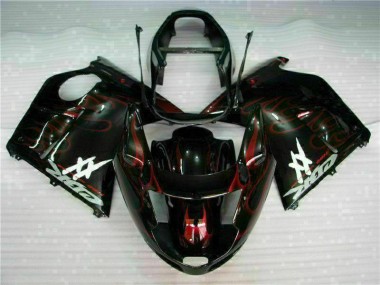 Honda CBR1100XX Blackbird Motorrad Verkleidung 1996-2007 - Glanzendes Schwarz Rot Flamme