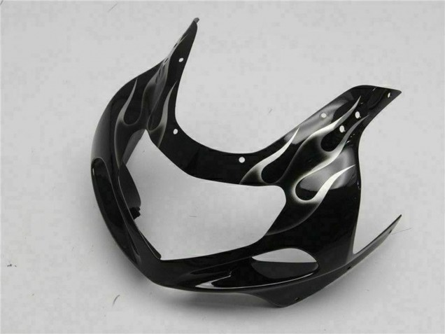 Suzuki GSXR 600/750 Motorrad Verkleidung 2001-2003 - Glanzendes Schwarz Silber Flamme