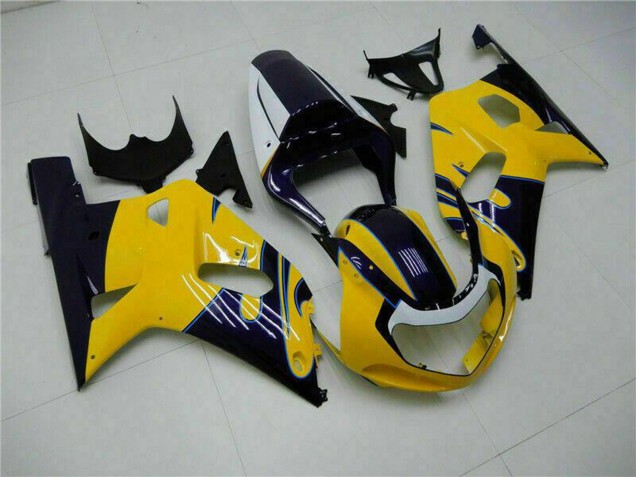 Suzuki GSXR 600/750 Motorrad Verkleidung 2001-2003 - Gelb Dunkel Blau Glanzendes Schwarz