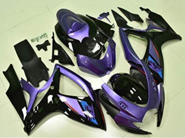 Suzuki GSXR 600/750 Motorrad Verkleidung 2006-2007 - Lila Glanzendes Schwarz Blau