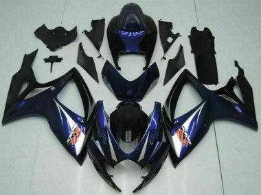 Suzuki GSXR 600/750 Motorrad Verkleidung 2006-2007 - Glanzendes Schwarz Blau