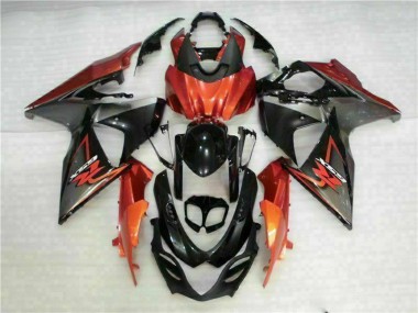 Suzuki GSXR 1000 Motorrad Verkleidung 2009-2016 - Orange Glanzendes Schwarz