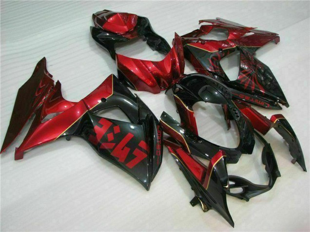 Suzuki GSXR 1000 Motorrad Verkleidung 2009-2016 - Rot Glanzendes Schwarz
