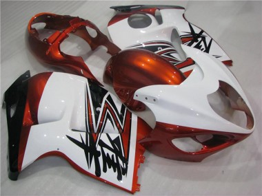 Suzuki GSXR 1300 Hayabusa Motorrad Verkleidung 1996-2007 - Weiss Orange Schwarz