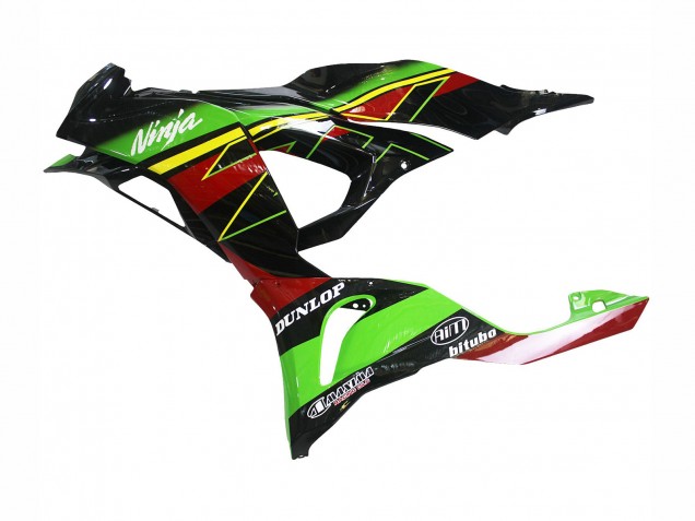 Kawasaki ZX6R Motorrad Verkleidung 2023-2025 - Grun Schwarz Rot Gelb Dunlop