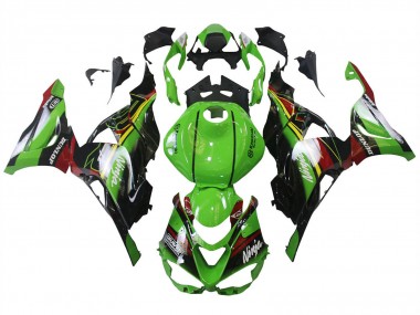 Kawasaki ZX6R Motorrad Verkleidung 2023-2025 - Grun Schwarz Rot Gelb Dunlop