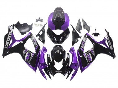 Suzuki GSXR 600 / GSXR 750 Motorrad Verkleidung Kit 2006-2007 - Lila Glanzendes Schwarz