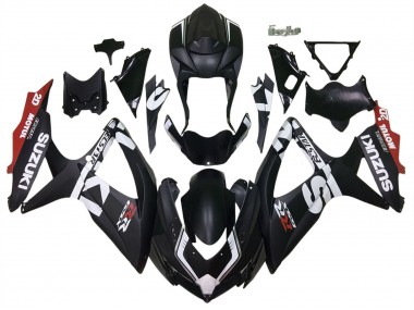 Suzuki GSXR 600 / GSXR 750 Motorrad Verkleidung 2008-2010 - Matt Schwarz Rot Weiss