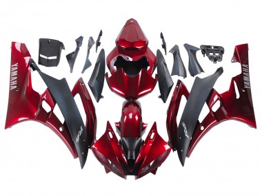 Yamaha YZF 600 R6 Motorrad Verkleidung 2006-2007 - Rot Matt Schwarz