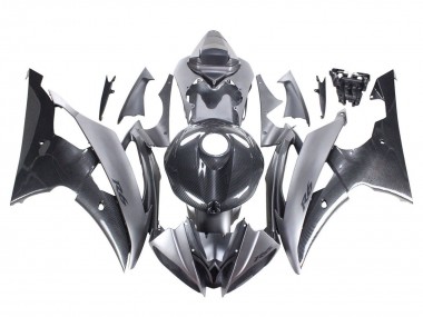 Yamaha YZF 600 R6 Motorrad Verkleidung 2008-2016 - Grau Schwarz Carbonfaser Stil