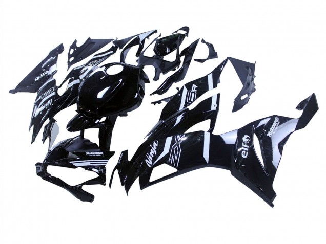 Kawasaki ZX6R Motorrad Verkleidung 2019-2022 - Glanzendes Schwarz Weiss