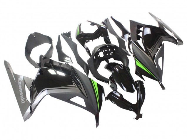 Kawasaki EX300 Motorrad Verkleidung 2013-2024 - Glanzendes Schwarz Matt Schwarz Grun