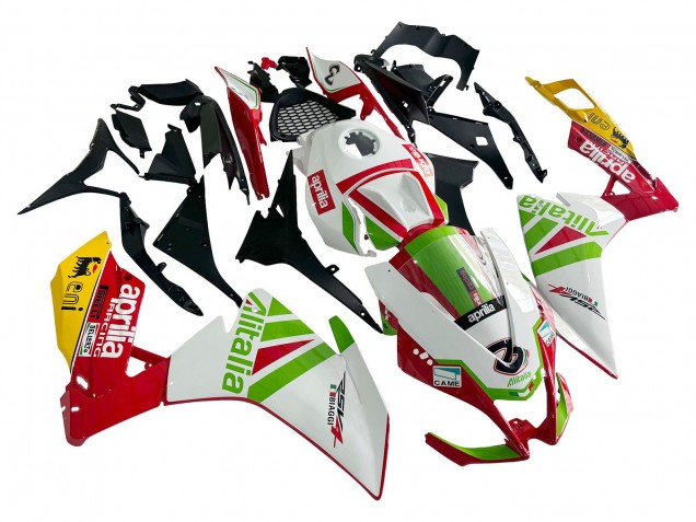 Aprilia RS4 50 125 Motorrad Verkleidung 2012-2019 - Weiss Rot Grun Gelb Alitalia