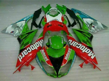Kawasaki ZX6R Motorrad Verkleidung 2009-2012 - Grun Weiss Rot Schwarz Blau Motocard