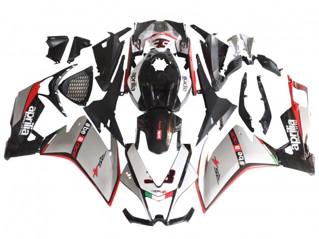 Aprilia RS4 50 125 Motorrad Verkleidung 2012-2018 - Silber Rot Glanzendes Schwarz