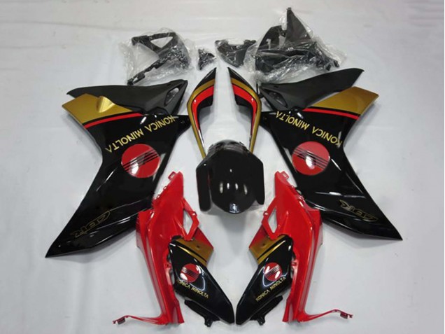 Honda CBR600F Motorrad Verkleidung 2011-2013 - Rot Gold Glanzendes Schwarz Konica Minolta