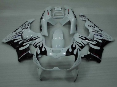 Honda CBR900RR 893 Motorrad Verkleidung 1994-1995 - Weiss Glanzendes Schwarz Flamme