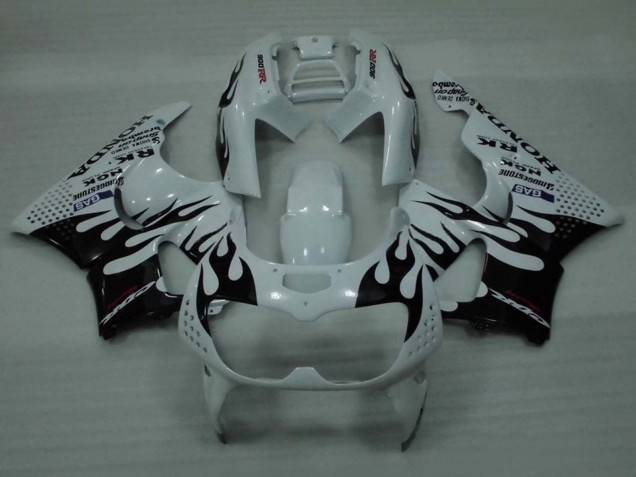 Honda CBR900RR 893 Motorrad Verkleidung 1994-1995 - Weiss Glanzendes Schwarz Flamme