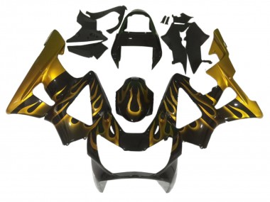 Honda CBR900RR 929 Motorrad Verkleidung 2000-2001 - Glanzendes Schwarz Gold Flamme
