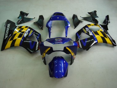 Honda CBR900RR 954 Motorrad Verkleidung 2002-2003 - Blau Gelb Glanzendes Schwarz Telefumica MoviStar Castrol