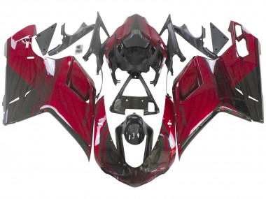 Ducati 848 Motorrad Verkleidung 2007-2014 - Rot Glanzendes Schwarz