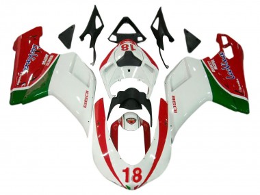 Ducati 848/1098/1198 Motorrad Verkleidung 2007-2014 - Weiss Rot Grun 18