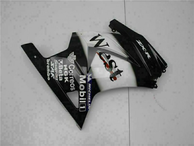 Kawasaki EX250 Motorrad Verkleidung 2008-2012 - Glanzendes Schwarz Weiss West