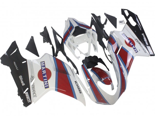 Ducati 1098 Motorrad Verkleidung 2007-2014 - Weiss Rot Blau Glanzendes Schwarz Martini