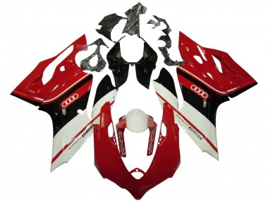 Ducati Panigale 899 Motorrad Verkleidung 2011-2014 - Weiss Rot Glanzendes Schwarz Dunlop