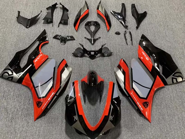 Ducati 959 Motorrad Verkleidung 2015-2020 - Silber Rot Glanzendes Schwarz
