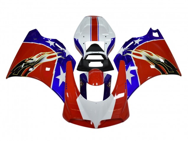 Ducati 748/916/996/998 Motorrad Verkleidung 1993-2005 - Weiss Rot Blau Schwarz Flamme