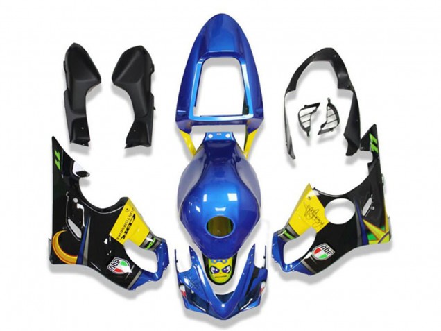 Honda CBR600 F4i Motorrad Verkleidung 2001-2003 - Blau Gelb Glanzendes Schwarz Hai
