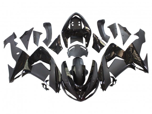Kawasaki ZX10R Motorrad Verkleidung 2006-2007 - Matt Schwarz Glanzendes Schwarz