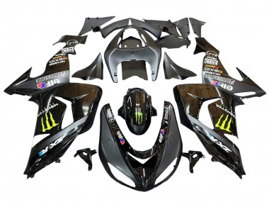 Kawasaki ZX10R Motorrad Verkleidung 2006-2007 - Grau Gelb Glanzendes Schwarz Monster Elf