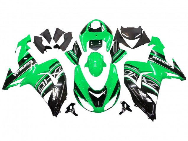 Kawasaki ZX10R Motorrad Verkleidung Kit 2006-2007 - Grun Weiss Schwarz