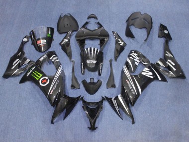 Kawasaki ZX10R Motorrad Verkleidung 2006-2007 - Matt Schwarz Weiss Grun Monster