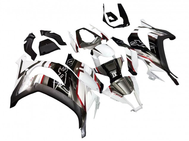 Kawasaki ZX10R Motorrad Verkleidung 2011-2015 - Weiss Glanzendes Schwarz Matt Schwarz Rot