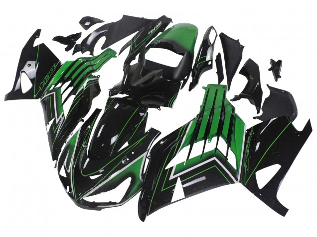 Kawasaki ZX14R ZZR1400 Motorrad Verkleidung 2012-2024 - Grun Glanzendes Schwarz Streifen