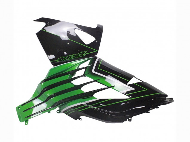 Kawasaki ZX14R ZZR1400 Motorrad Verkleidung 2012-2024 - Grun Glanzendes Schwarz Streifen
