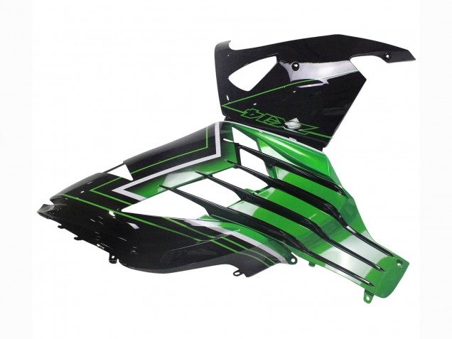 Kawasaki ZX14R ZZR1400 Motorrad Verkleidung 2012-2024 - Grun Glanzendes Schwarz Streifen