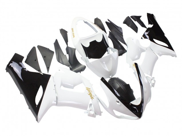 Kawasaki ZX6R Motorrad Verkleidung 2005-2006 - Weiss Schwarz Gold Ninja