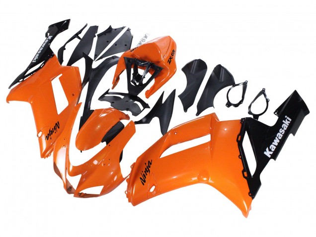 Kawasaki ZX6R Motorrad Verkleidung 2007-2008 - Orange Schwarz Ninja