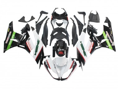 Kawasaki ZX6R Motorrad Verkleidung 2009-2012 - Weiss Rot Schwarz Grun