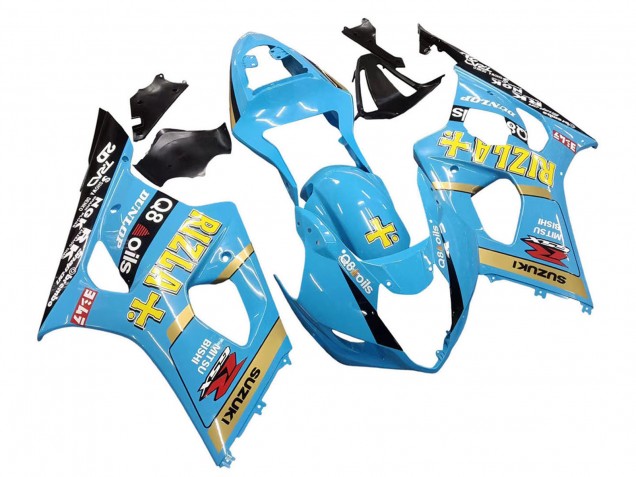 Suzuki GSXR 1000 Motorrad Verkleidung 2003-2004 - Hellblau Gelb Schwarz Rizla Motul