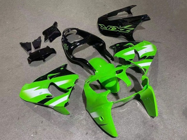 Kawasaki ZX9R Motorrad Verkleidung 2000-2001 - Grun Weiss Glanzendes Schwarz