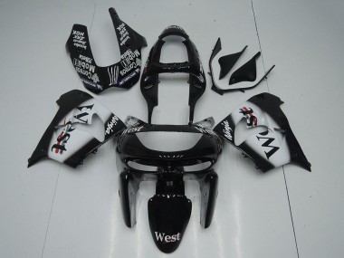 Kawasaki ZX9R Motorrad Verkleidung 1998-1999 - Glanzendes Schwarz Weiss West