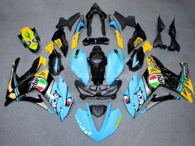 Yamaha YZF R3/R25 Motorrad Verkleidung 2015-2018 - Hellblau Gelb Silber Schwarz
