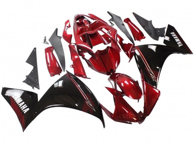 Yamaha YZF 1000 R1 Motorrad Verkleidung 2012-2014 - Rot Glanzendes Schwarz