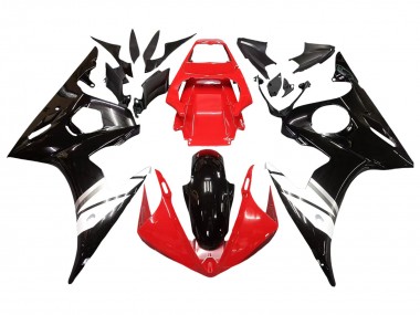 Yamaha YZF R6 Motorrad Verkleidung 2003-2004 - Rot Weiss Glanzendes Schwarz