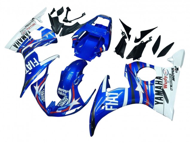 Yamaha YZF R6 Motorrad Verkleidung 2003-2004 - Weiss Blau Fiat Motul Kastinee